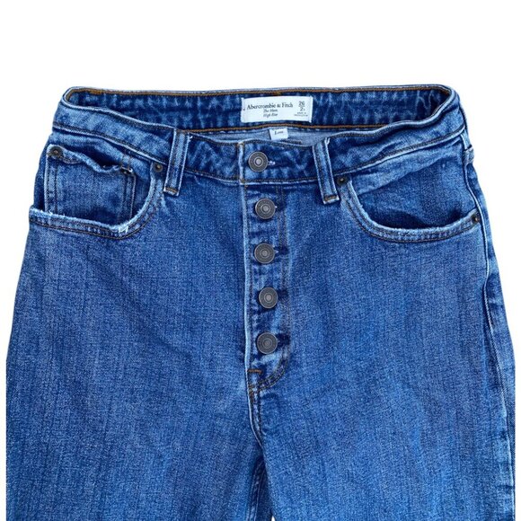 Abercrombie & Fitch Mom High Rise Curve Love Raw Hem Denim Jeans 26 - Picture 4 of 6